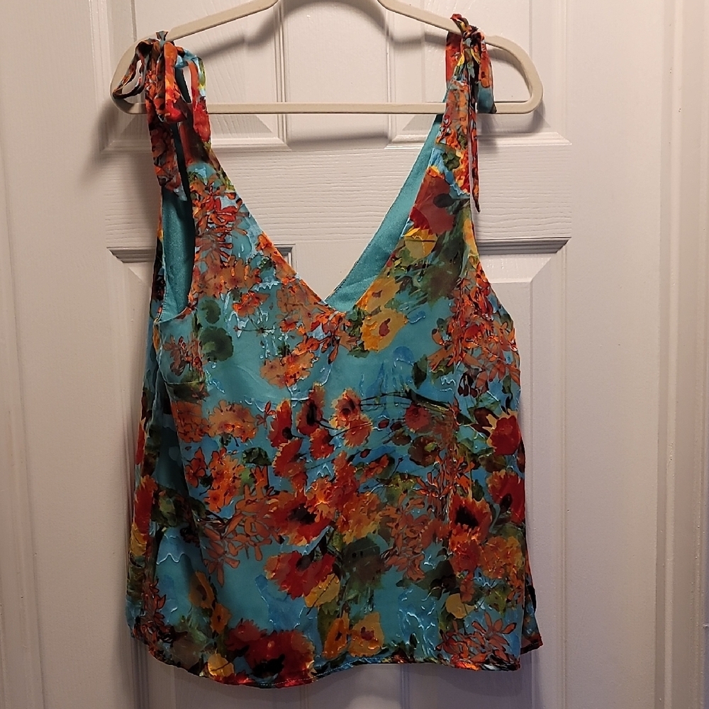 Willow & Clay Floral Sleeveless Top - Multicolor Sz Med